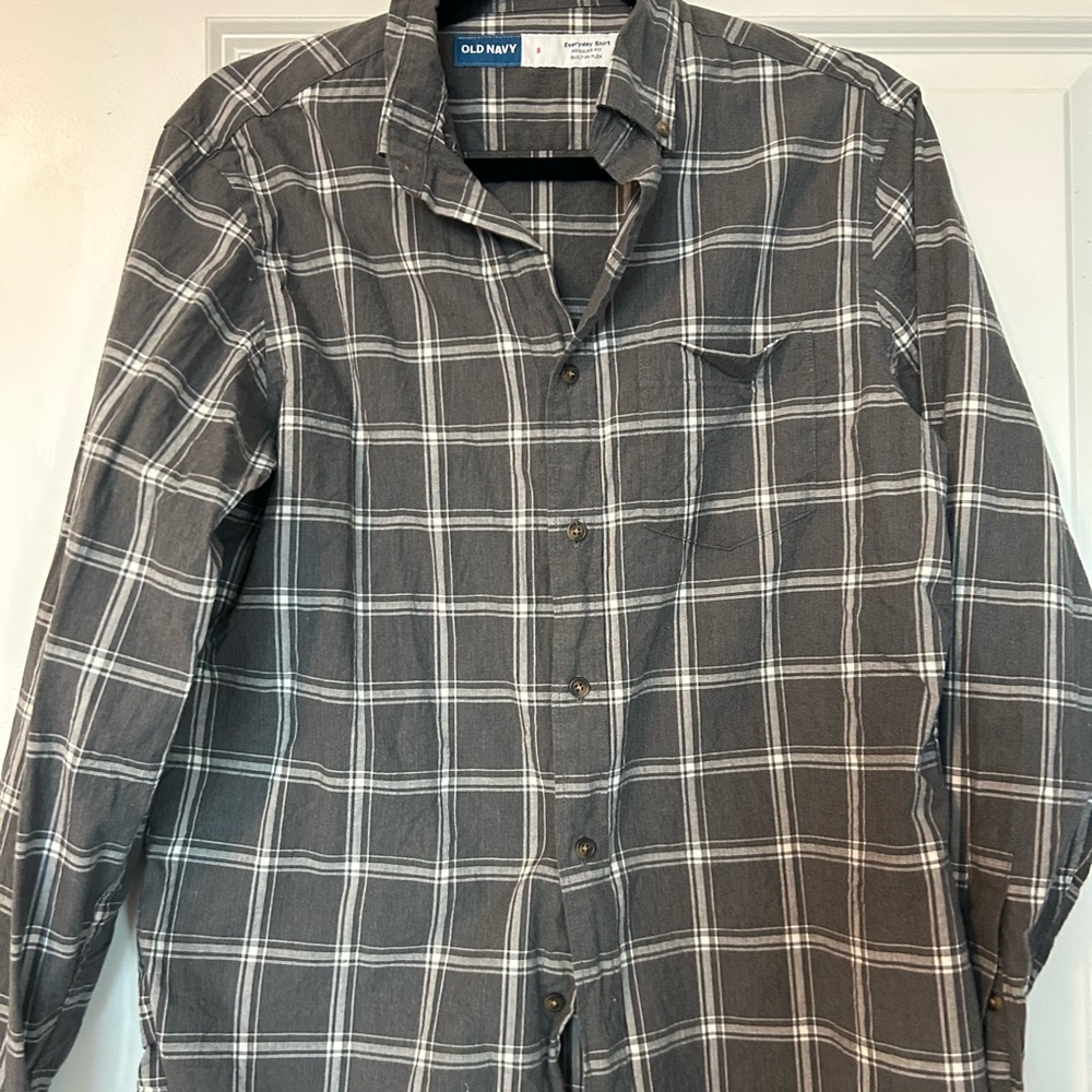 Old Navy Gray Plaid Men's Shirt